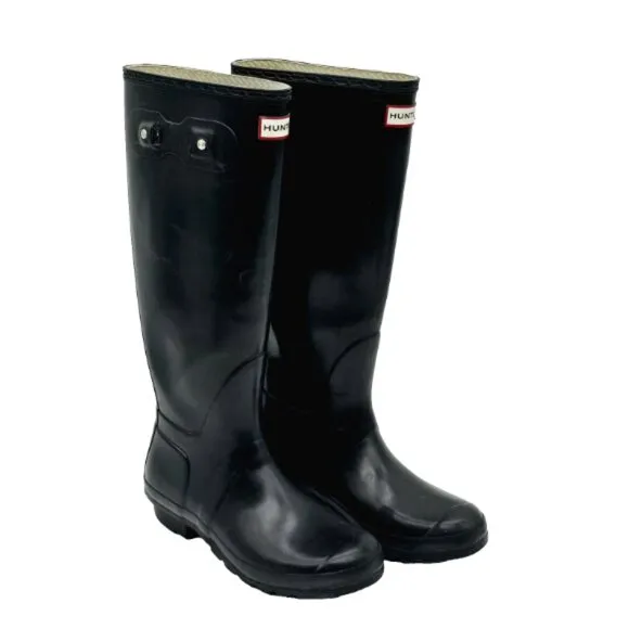 Hunter Original Gloss Tall Rain Boots Womens 9 Mens 8 Black Waterproof Outdoor