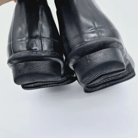 Hunter Original Gloss Tall Rain Boots Womens 9 Mens 8 Black Waterproof Outdoor