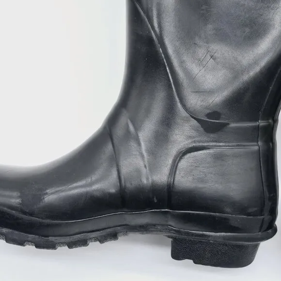 Hunter Original Gloss Tall Rain Boots Womens 9 Mens 8 Black Waterproof Outdoor