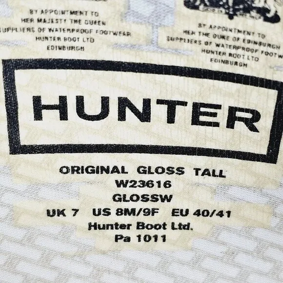 Hunter Original Gloss Tall Rain Boots Womens 9 Mens 8 Black Waterproof Outdoor
