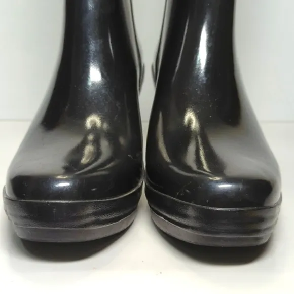 Hunter original refined mid wedge gloss tall rain boots women's size 8 EU 39