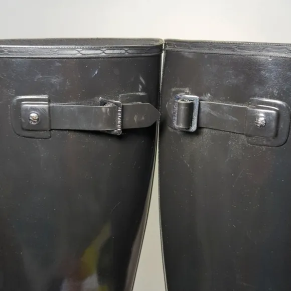 Hunter original refined mid wedge gloss tall rain boots women's size 8 EU 39