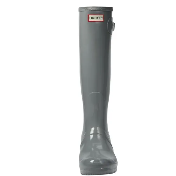 Hunter Original Tall Gloss Rain Boots Blue Gray Size 8 EUC