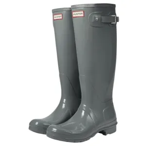 Hunter Original Tall Gloss Rain Boots Blue Gray Size 8 EUC