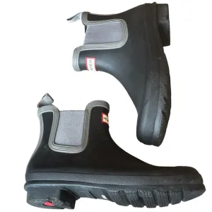 Hunter Original Waterproof Chelsea Rain Boots Black Gray Womens 10 UK 8 EU 42