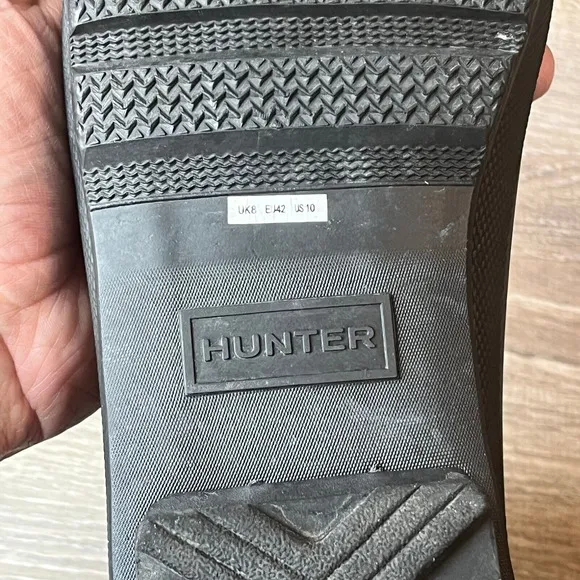Hunter Original Waterproof Chelsea Rain Boots Black Gray Womens 10 UK 8 EU 42
