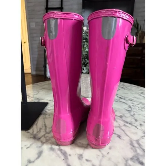 Hunter Pink Original Gloss Waterproof Rain Boots Kids Size 3B/4G