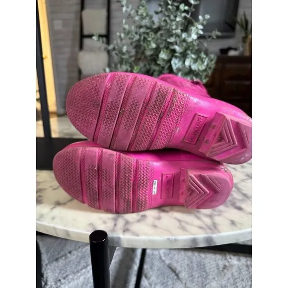 Hunter Pink Original Gloss Waterproof Rain Boots Kids Size 3B/4G