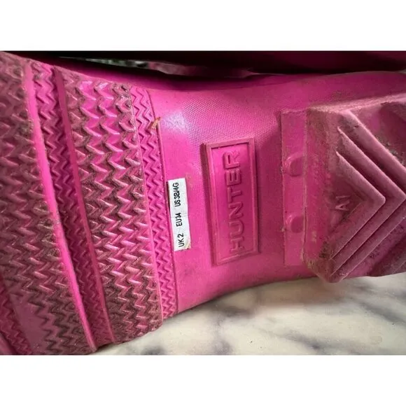 Hunter Pink Original Gloss Waterproof Rain Boots Kids Size 3B/4G