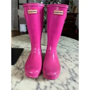 Hunter Pink Original Gloss Waterproof Rain Boots Kids Size 3B/4G