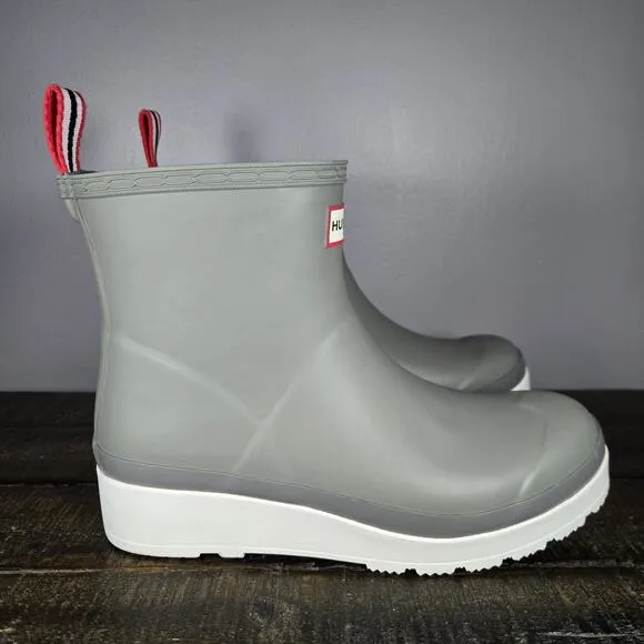 Hunter Play Boots Short Womens Size 8 Rain Boots Original Waterproof Gray
