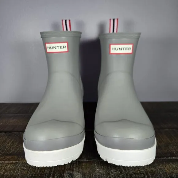 Hunter Play Boots Short Womens Size 8 Rain Boots Original Waterproof Gray