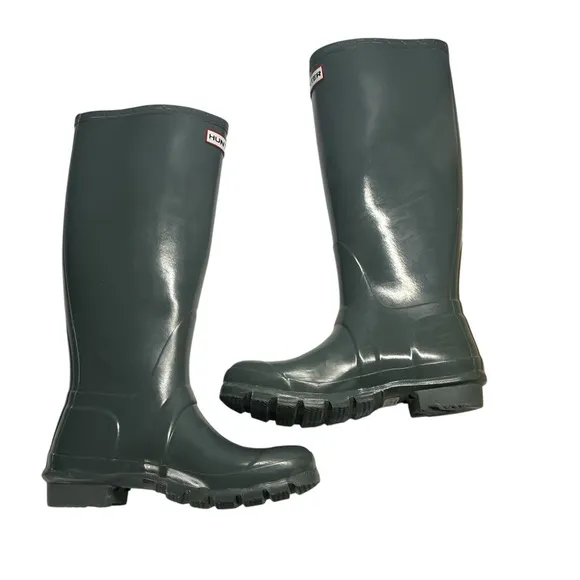 Hunter Women’s Original Tall Gloss Gray Rain Boots Size 6