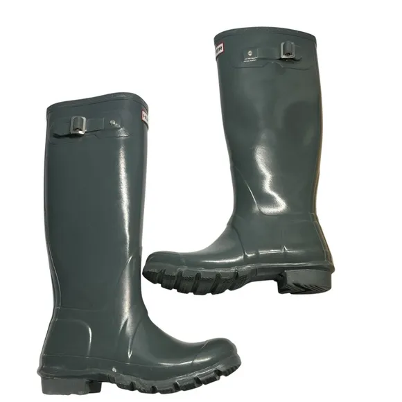 Hunter Women’s Original Tall Gloss Gray Rain Boots Size 6