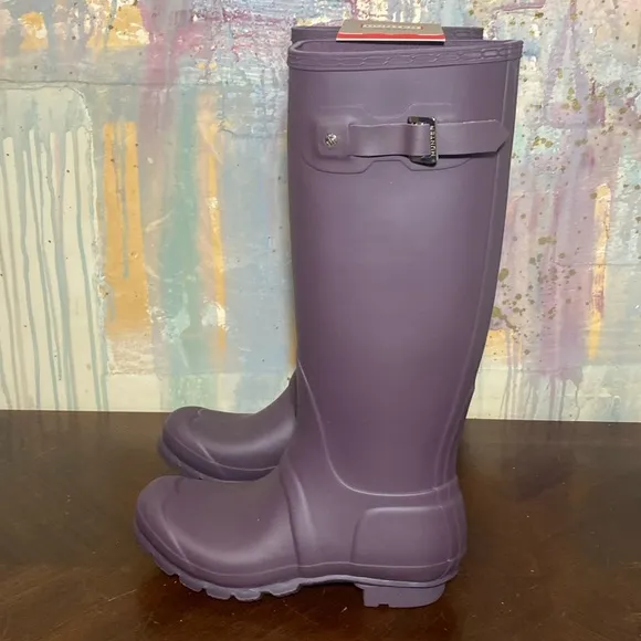 Hunter Womens Original Tall PURPLE URCHIN (PRO) waterproof boots size 7 NWT