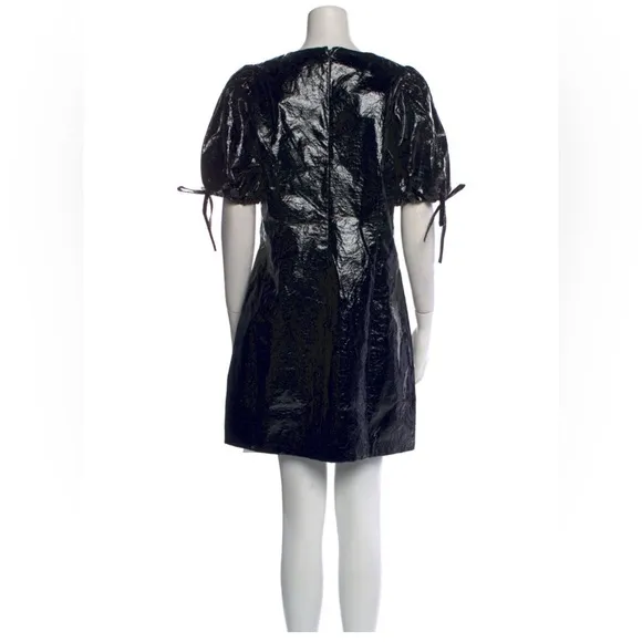 Hutch Ellia faux patent design, puffed sleeves dress NWOT