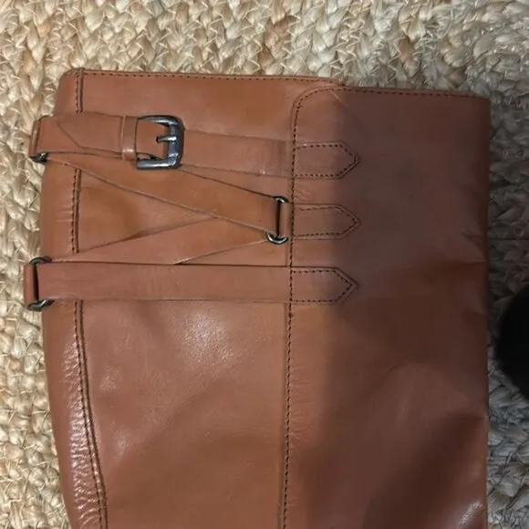 I Love Comfort Tremble Cognac Brown Leather Mid Calf Buckle Riding Boots