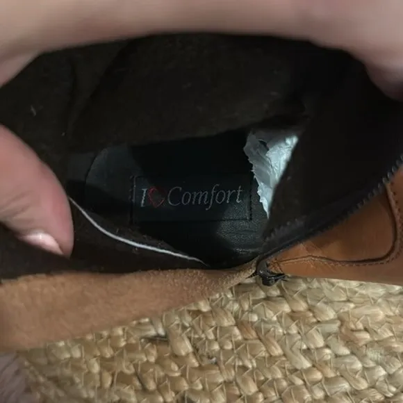 I Love Comfort Tremble Cognac Brown Leather Mid Calf Buckle Riding Boots