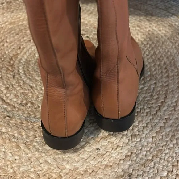 I Love Comfort Tremble Cognac Brown Leather Mid Calf Buckle Riding Boots