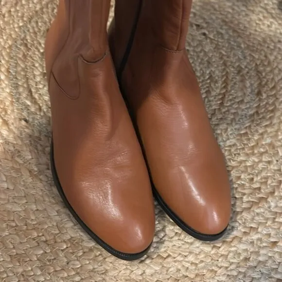 I Love Comfort Tremble Cognac Brown Leather Mid Calf Buckle Riding Boots