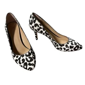 INC International Concepts Black White Leopard Print Heels Pumps Almond Toe 10