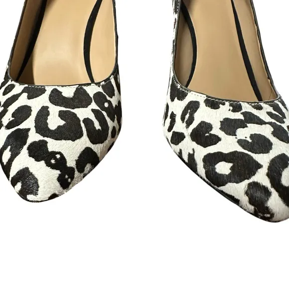 INC International Concepts Black White Leopard Print Heels Pumps Almond Toe 10