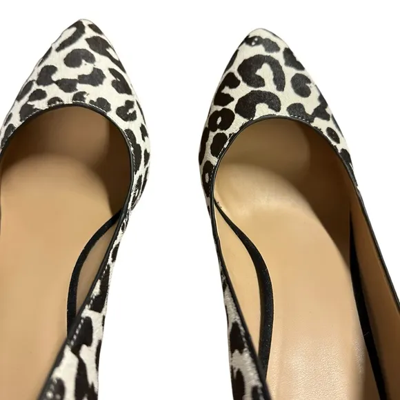 INC International Concepts Black White Leopard Print Heels Pumps Almond Toe 10