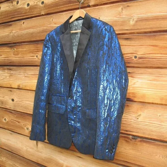 INSERCH Metallic Formal Slim Fit Tuxedo Dress Jacket Blazer
