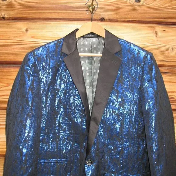 INSERCH Metallic Formal Slim Fit Tuxedo Dress Jacket Blazer