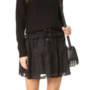 IRO  Carmel 16 W lace up chiffoncriss cross lace  black sheer skirts size 42