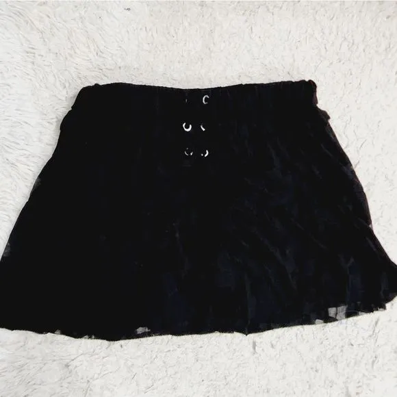 IRO  Carmel 16 W lace up chiffoncriss cross lace  black sheer skirts size 42