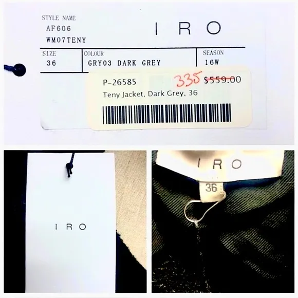 IRO Teny Bouclé Knit Sweater Cardigan Blazer Moto Jacket NWT 36/4