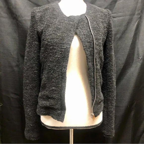 IRO Teny Bouclé Knit Sweater Cardigan Blazer Moto Jacket NWT 36/4