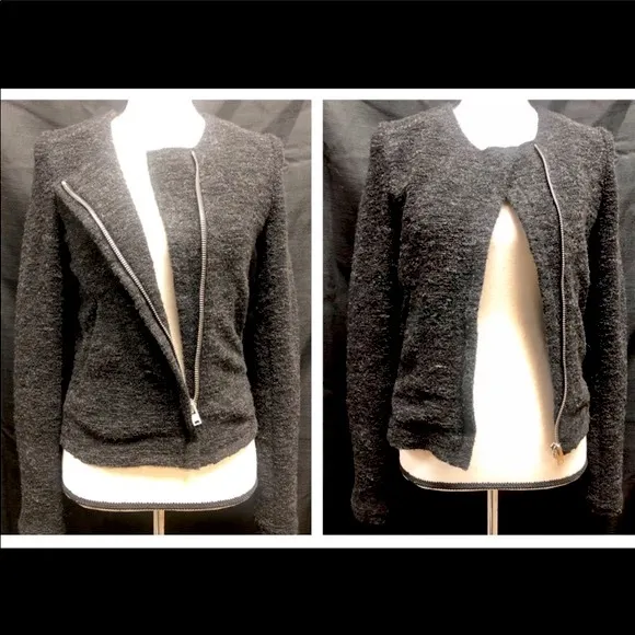 IRO Teny Bouclé Knit Sweater Cardigan Blazer Moto Jacket NWT 36/4