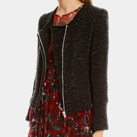 IRO Teny Bouclé Knit Sweater Cardigan Blazer Moto Jacket NWT 36/4