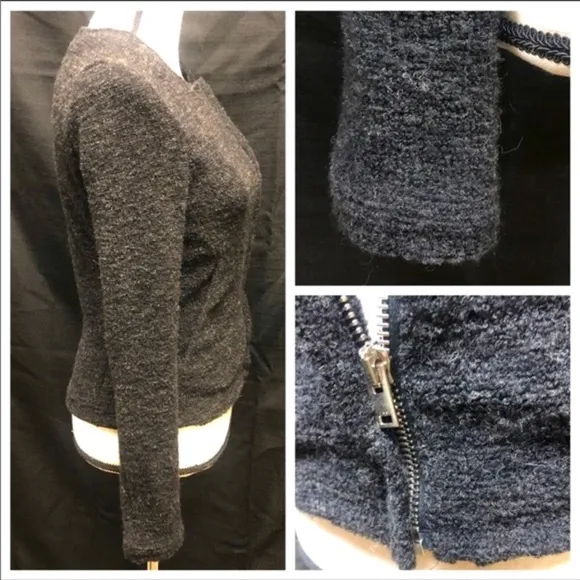 IRO Teny Bouclé Knit Sweater Cardigan Blazer Moto Jacket NWT 36/4