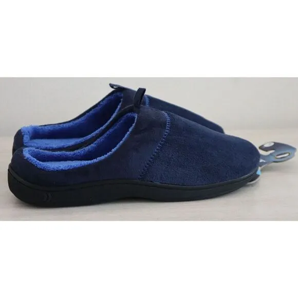 Isotoner A92509 Men Sz L (9.5-10.5) Navy Blue Jared Memory Foam Moc Slippers