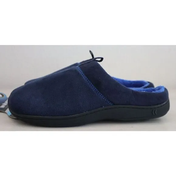 Isotoner A92509 Men Sz L (9.5-10.5) Navy Blue Jared Memory Foam Moc Slippers