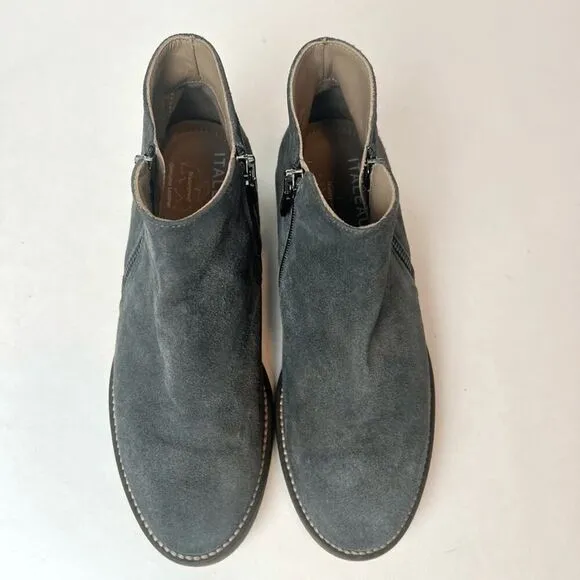 Italeau Waterproof Foliana Booties Suede Ankle Boots Gray Sz 5.5