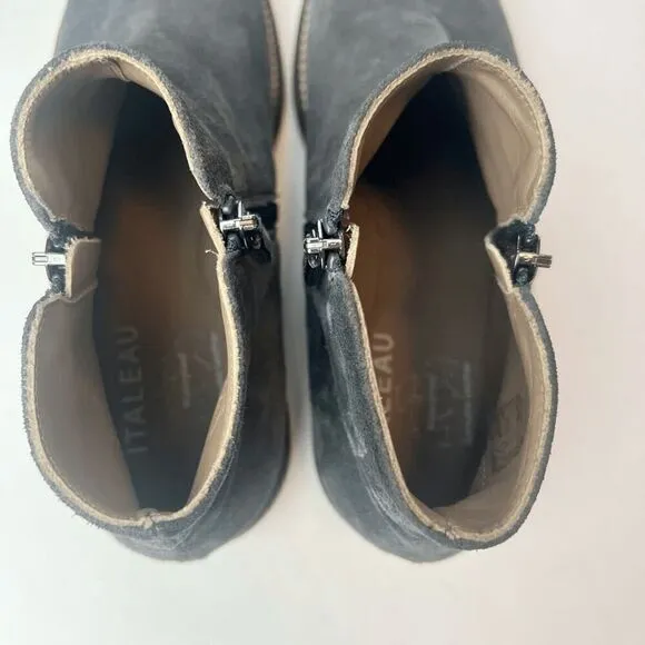 Italeau Waterproof Foliana Booties Suede Ankle Boots Gray Sz 5.5