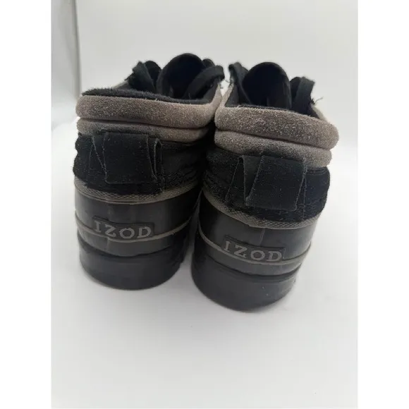 IZOD Duck Boots Leather Upper Ankle Boots Waterproof Black Gray Mens Size 10