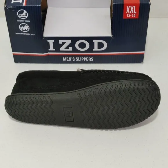 IZOD Moccasin Outdoor / Indoor Slippers, Warm Soft Classic Slip-On, Men's