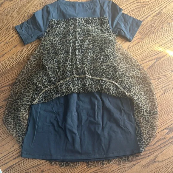J. Crew brown leopard girls tiered tulle dress size  8