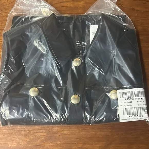 J Crew Collection gamine shirtdress in faux patent leather CD362