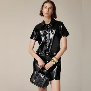 J Crew Collection gamine shirtdress in faux patent leather CD362