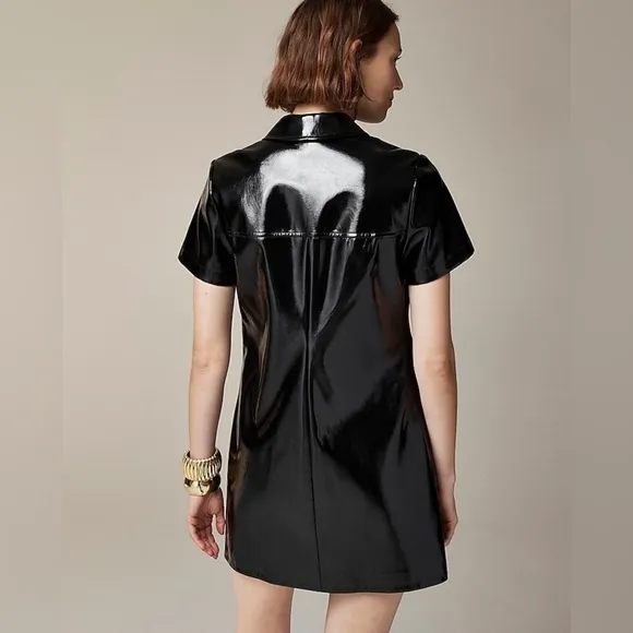 J Crew Collection gamine shirtdress in faux patent leather CD362