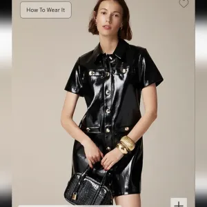 J Crew Collection gamine shirtdress in faux patent leather