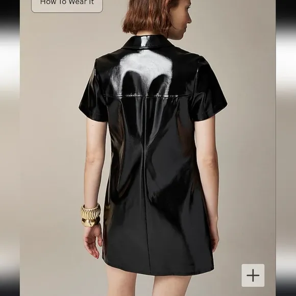 J Crew Collection gamine shirtdress in faux patent leather
