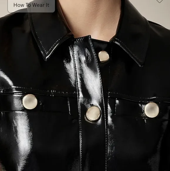 J Crew Collection gamine shirtdress in faux patent leather