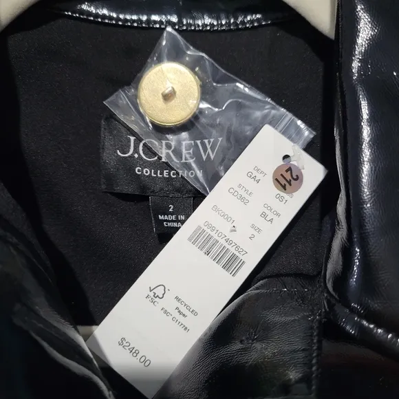 J Crew Collection gamine shirtdress in faux patent leather